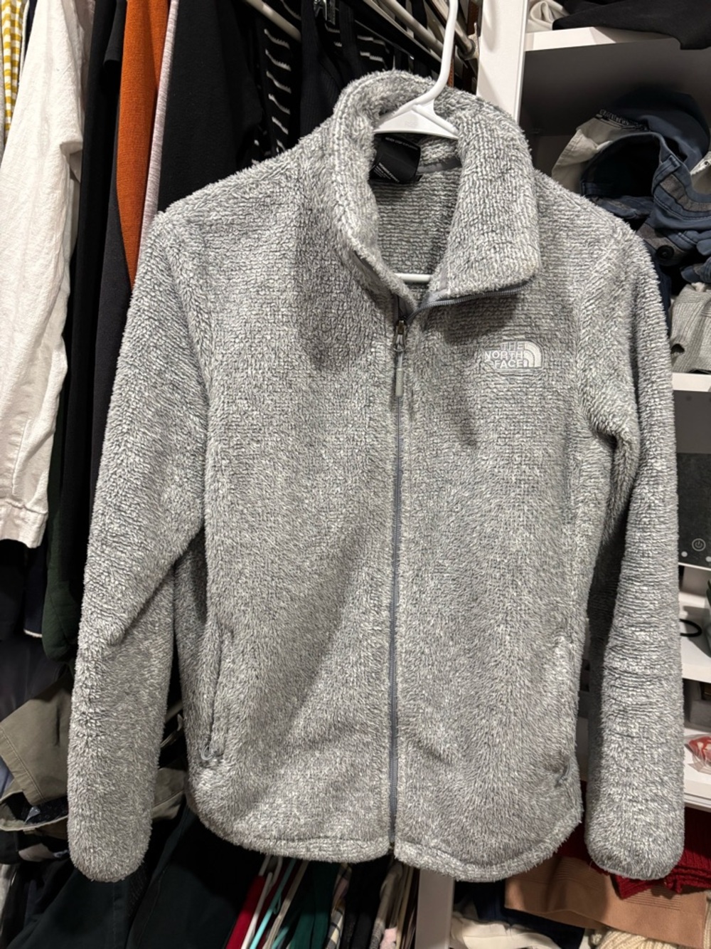 The North Face Light Gray Plush Full-Zip Fleece Jacket